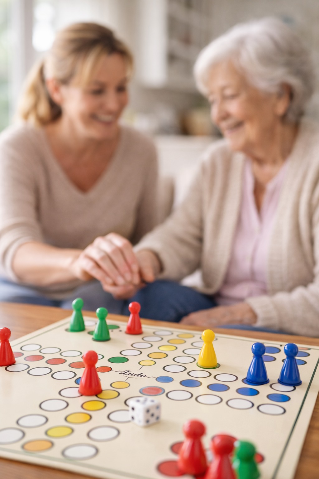 Hände einer Betreuungskraft und älteren Person